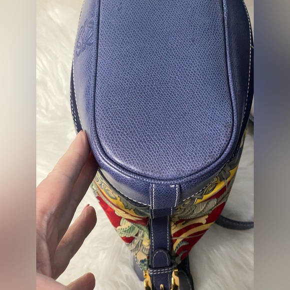 🧁🍯LOEWE Ceramica Sevillana Print Canvas Bag w/Blue Leather Trim - Picture 8 of 13